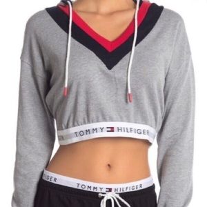 Tommy Hilfiger Cropped Hoodie in Gray